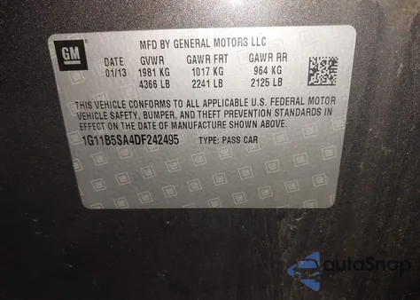 2013 Chevrolet Malibu 1Ls z USA, uszkodzony, nr VIN 1G11B5SA4DF242495